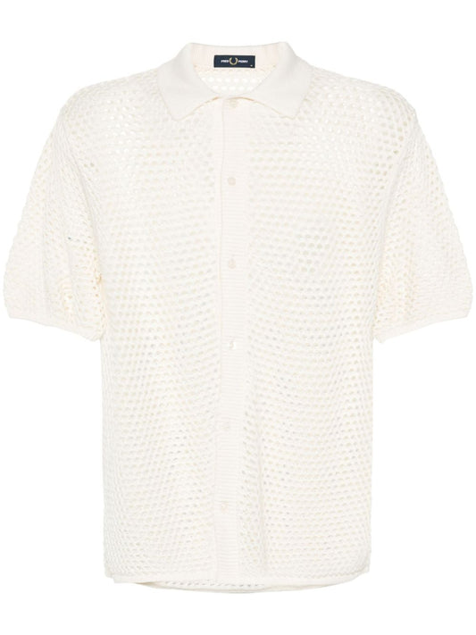 logo-embroidered knitted shirt
