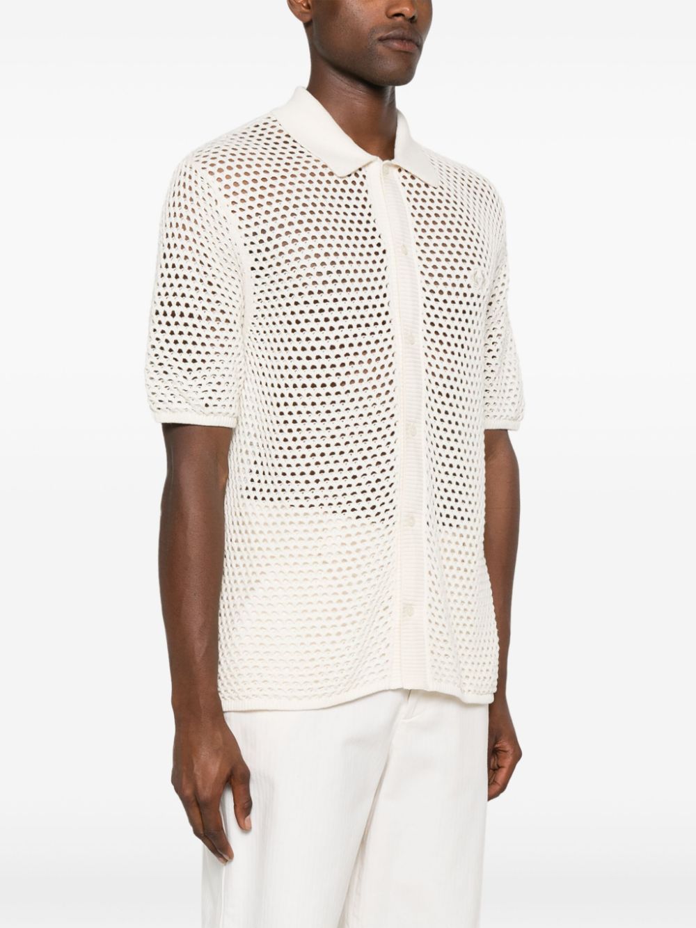 logo-embroidered knitted shirt