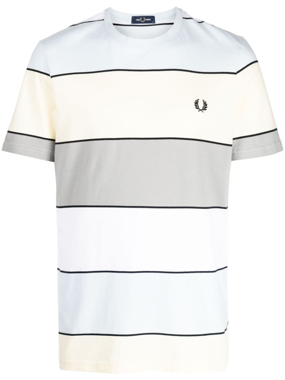 logo-embroidered striped T-shirt