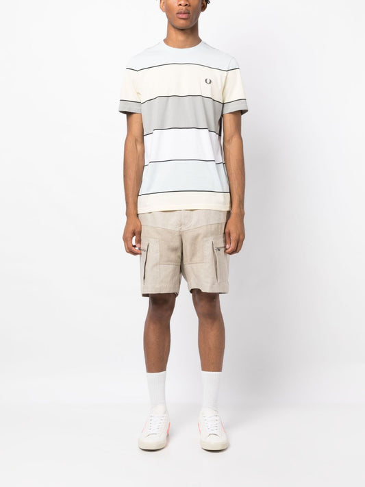 logo-embroidered striped T-shirt