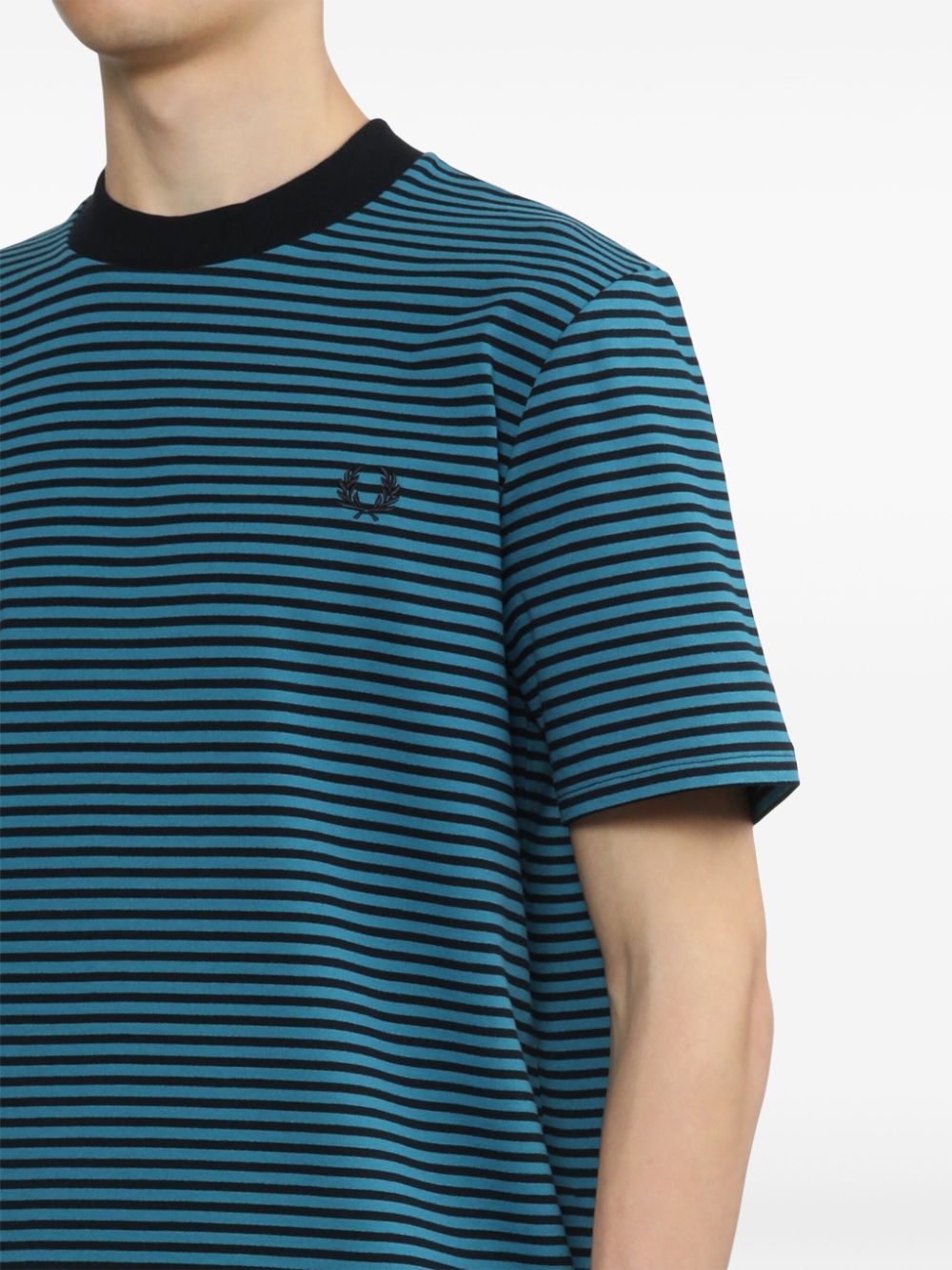 Laurel Wreath-embroidered striped T-shirt