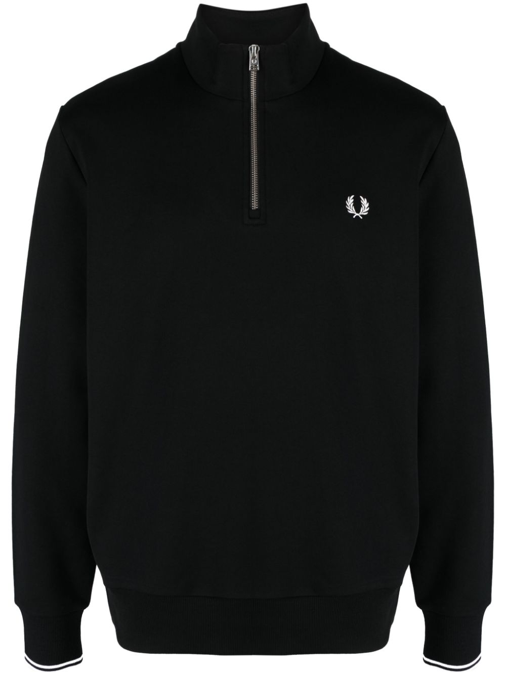logo-embroidered zip-up jumper