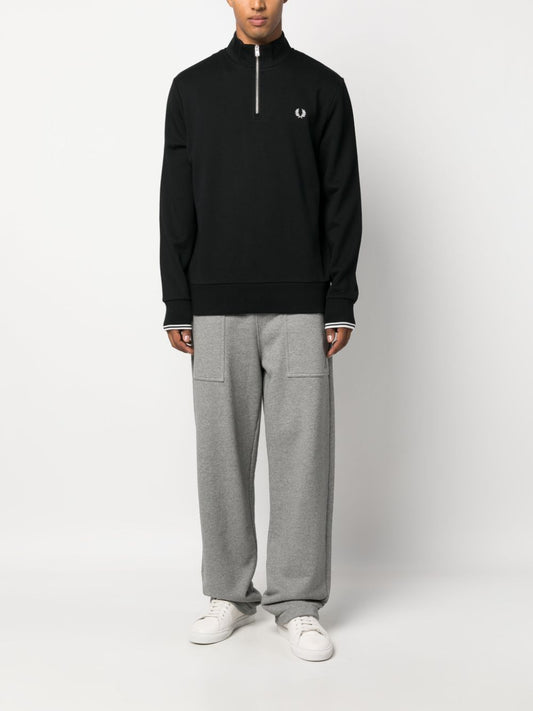 logo-embroidered zip-up jumper
