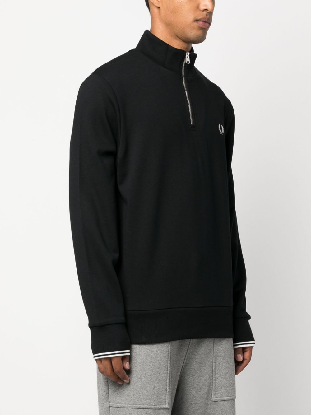 logo-embroidered zip-up jumper