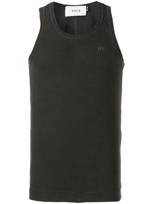 waffle-effect cotton tank top
