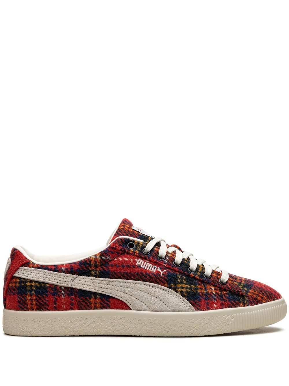 Baskets en daim VTG Harris Tweed « Frosted Ivory/Red »
