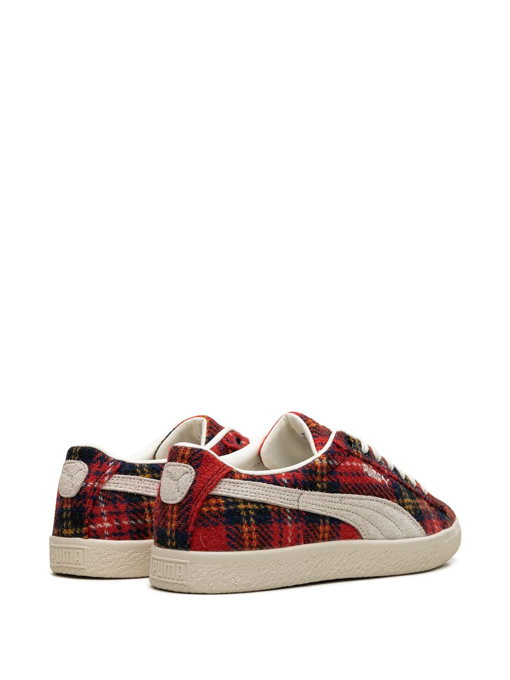 Baskets en daim VTG Harris Tweed « Frosted Ivory/Red »