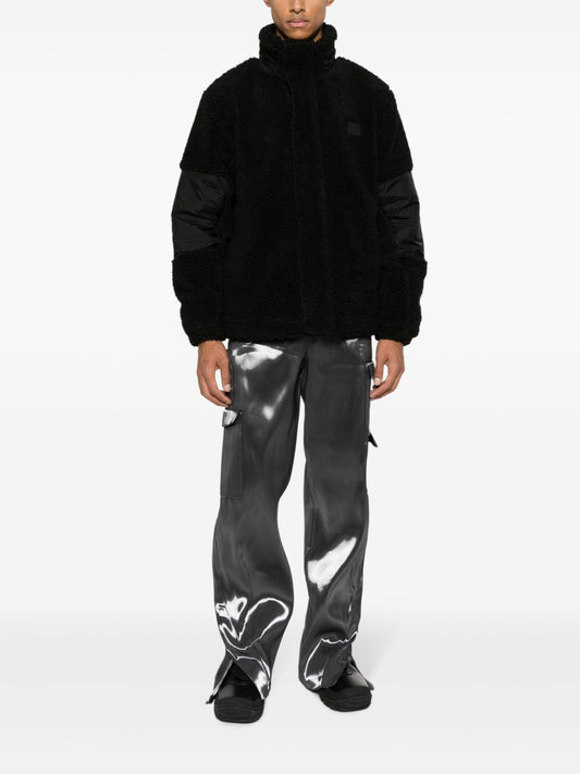 panelled fleece-texture jacket