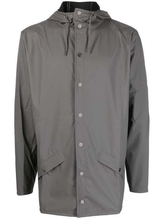 manteau parka à capuche avec cordon de serrage et boutons-pression