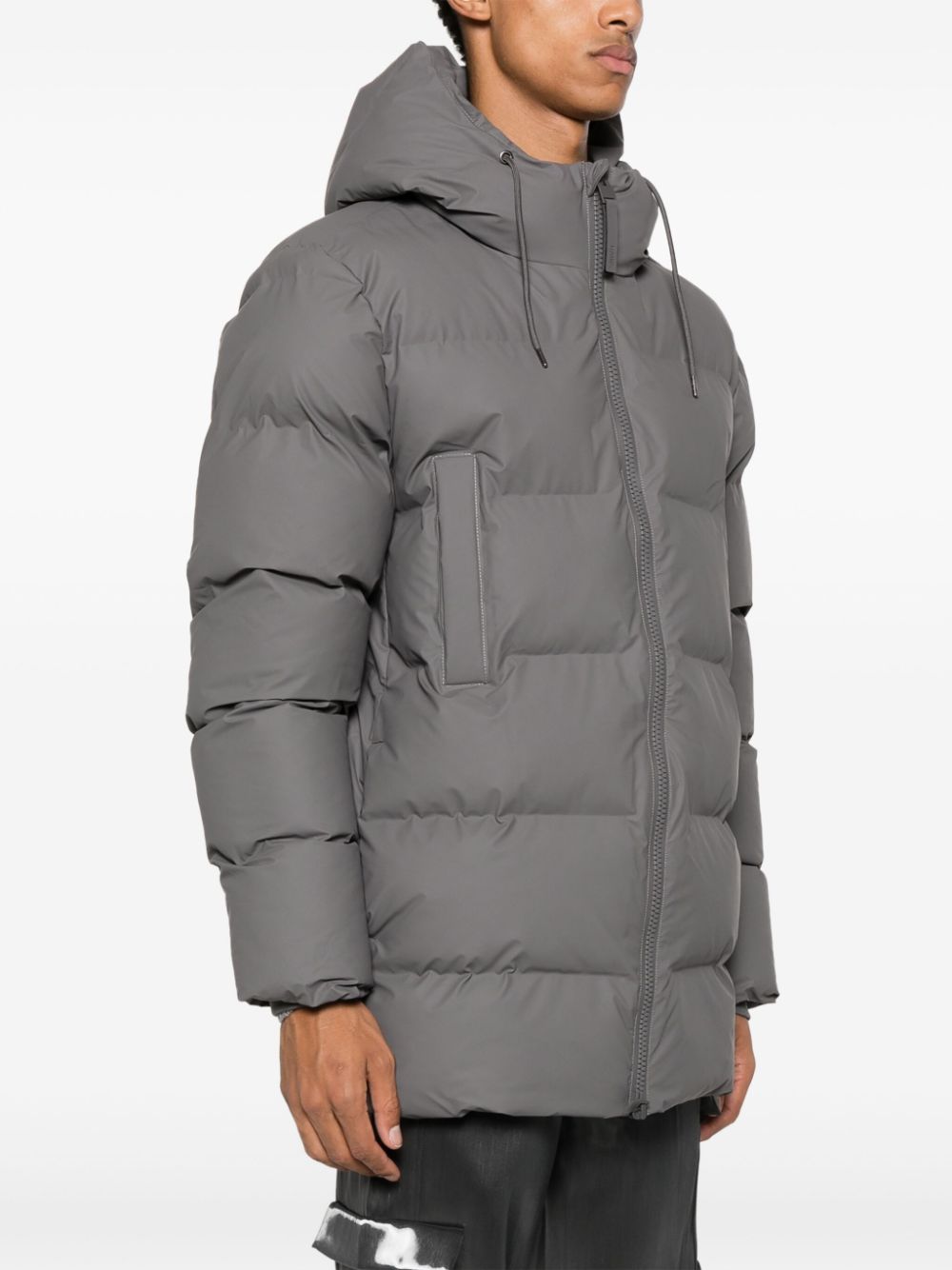 logo-patch hooded padded jacket