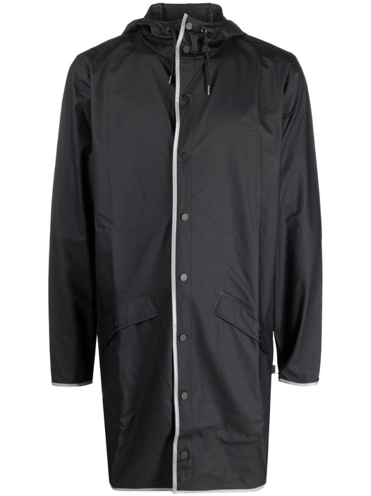 zip-up hooded raincoat