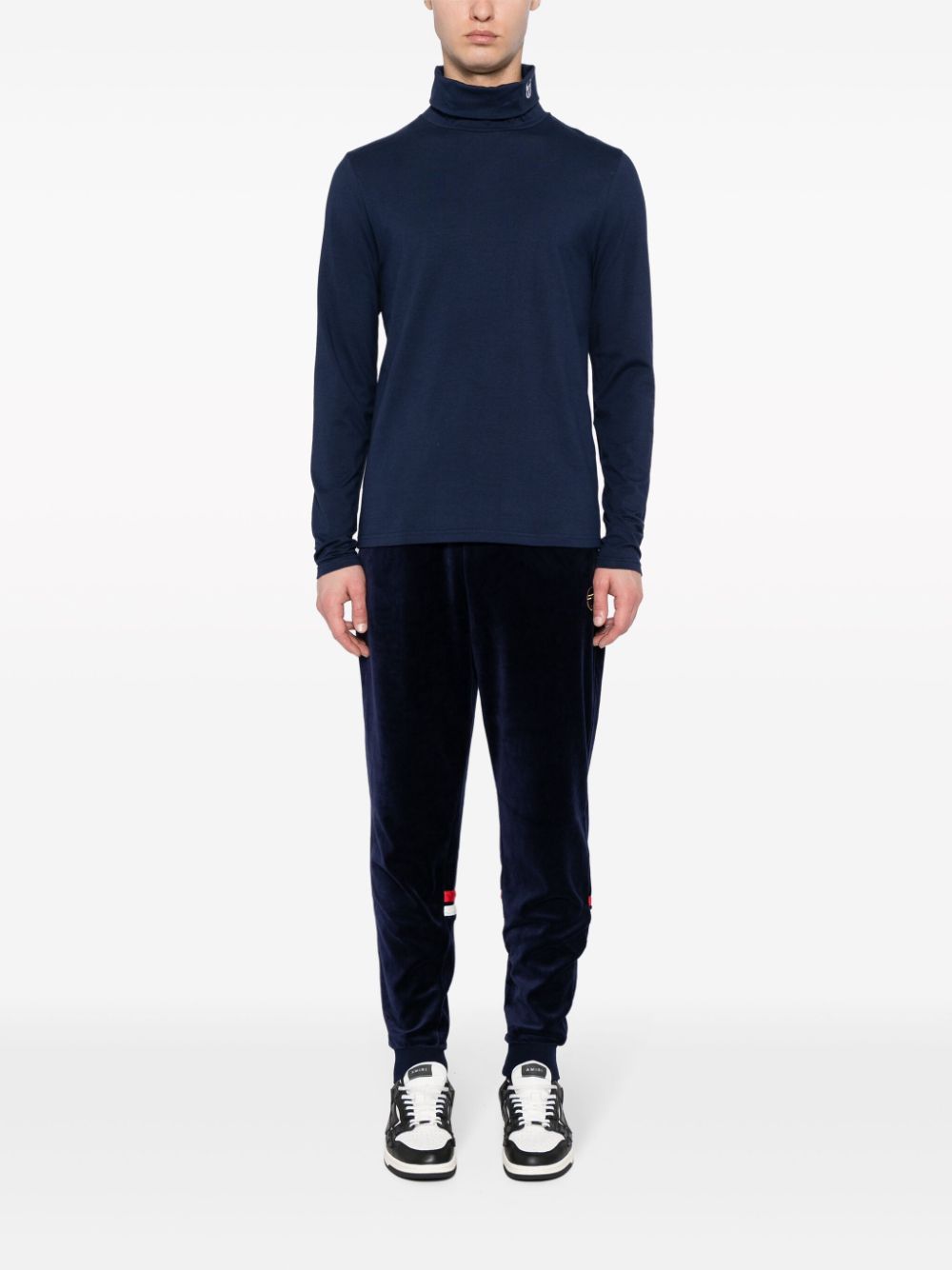 logo-embroidered roll-neck jumper