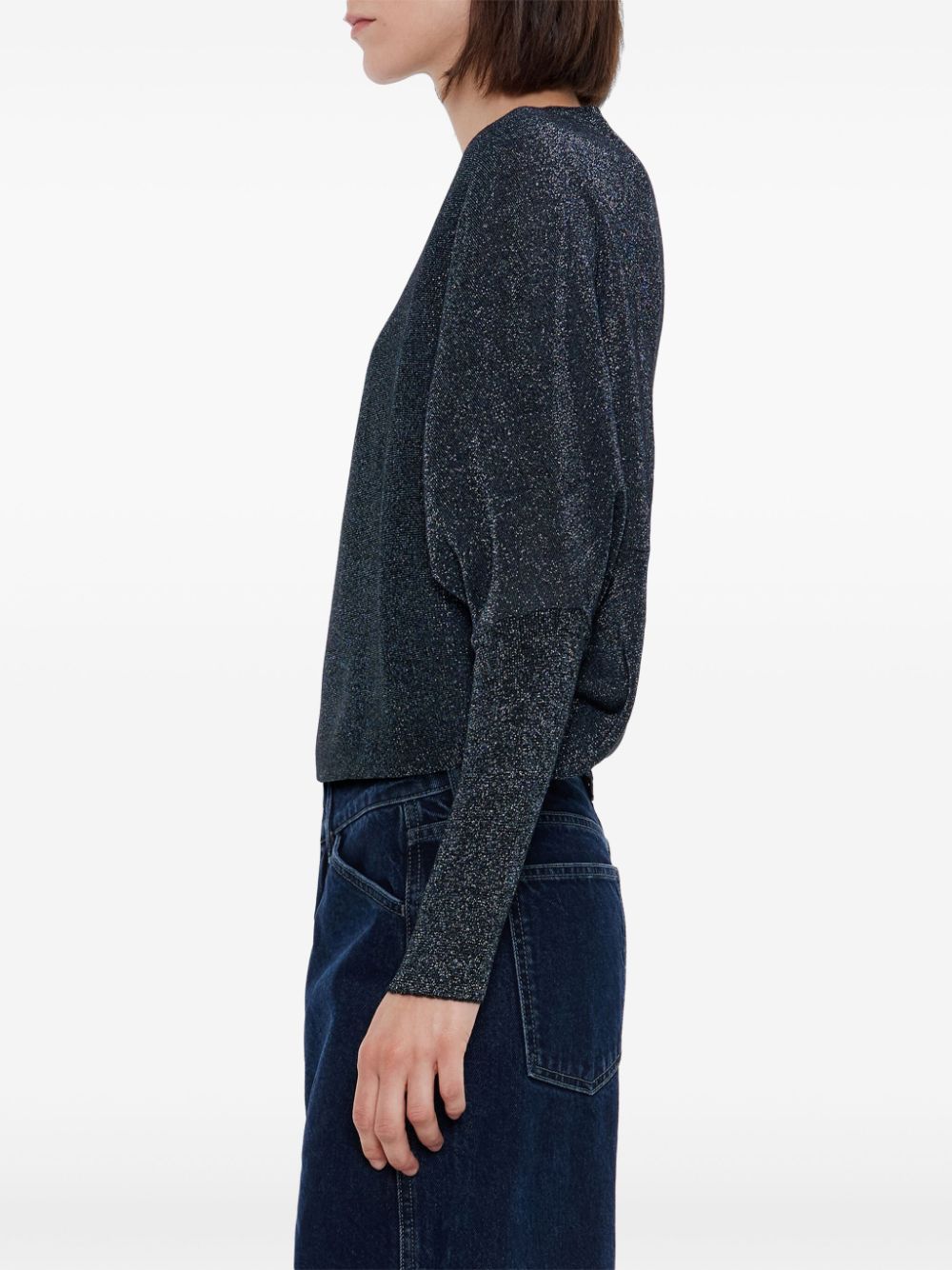 metallic-threading sweater
