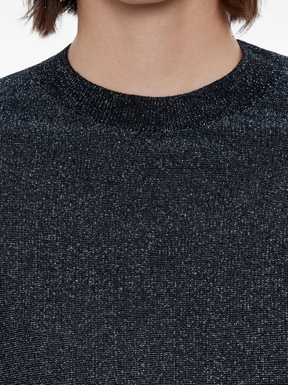 metallic-threading sweater