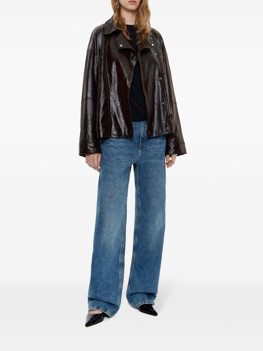 satin-finish leather jacket