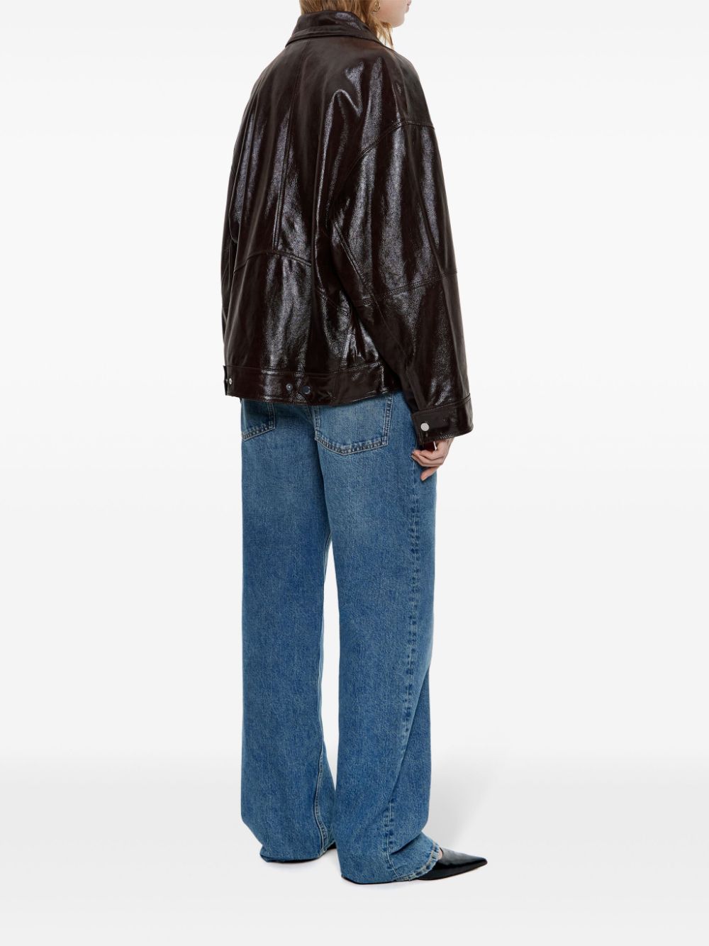 satin-finish leather jacket