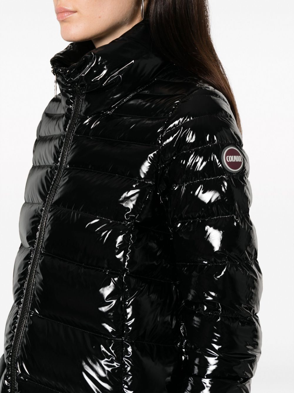 laminated-finish puffer jacket