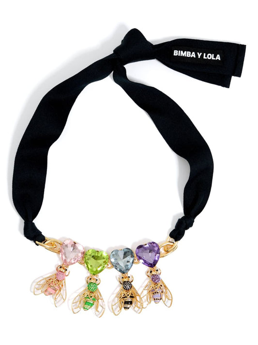 bee-pendant crystal-embellished necklace
