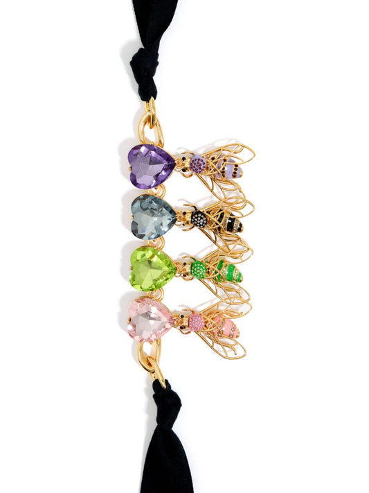 bee-pendant crystal-embellished necklace