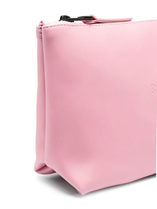 embossed-logo faux leather makeup bag