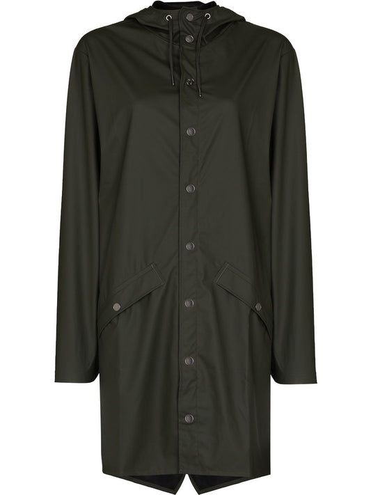 Imperméable plus long avec capuche et cordon de serrage