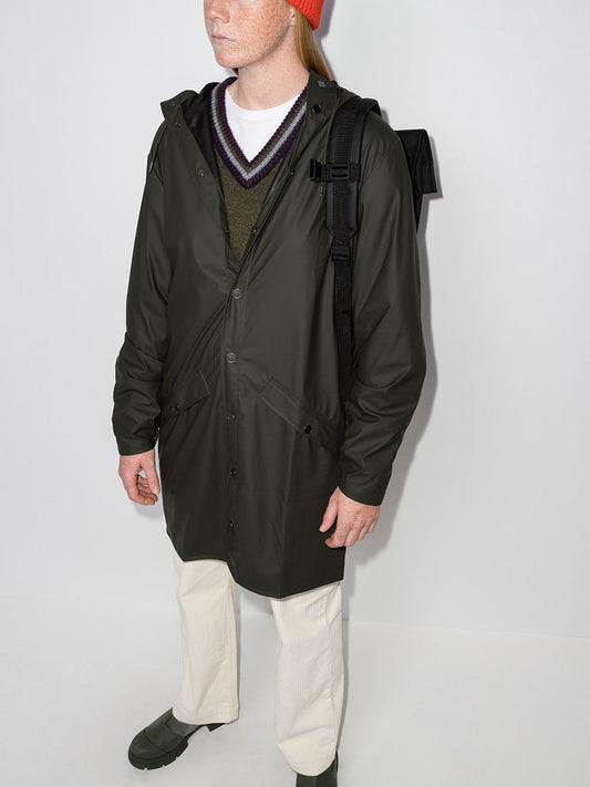 Imperméable plus long avec capuche et cordon de serrage