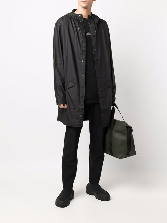 imperméable à capuche avec bouton-pression