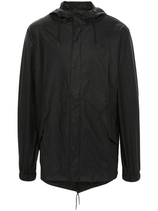 Fishtail drawstring-hood coated parka