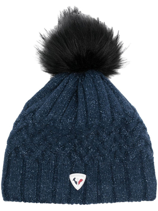 cable-knit pompom beanie