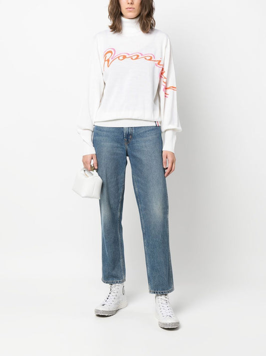 logo-intarsia merino wool-blend jumper