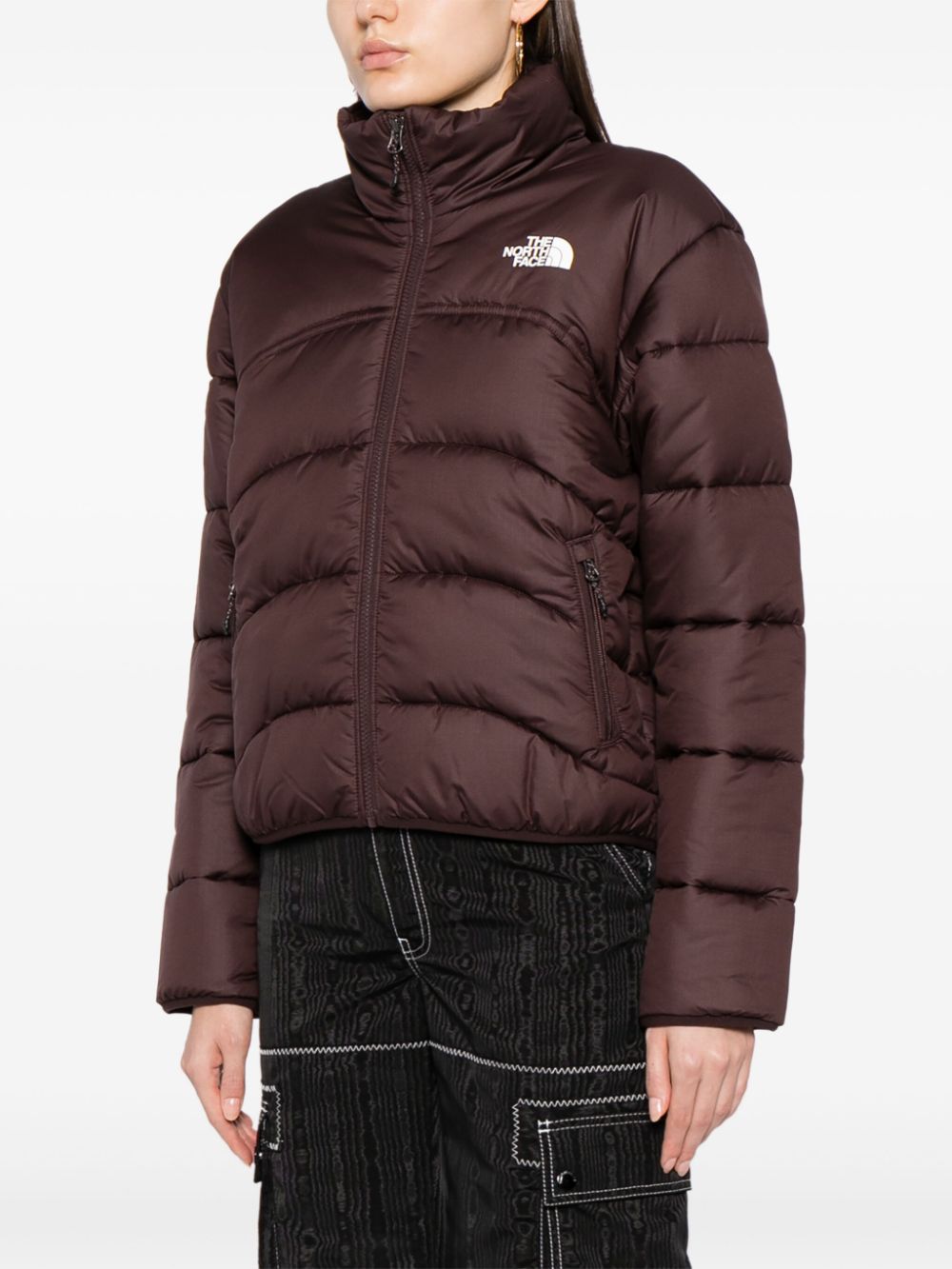 veste matelassée à col montant et imprimé logo