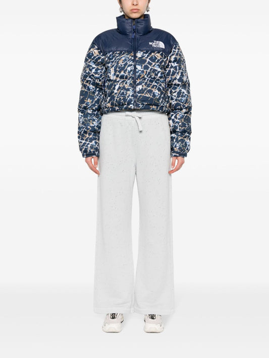 abstract-print quilted jacket