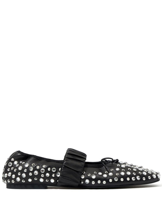 stud-embellished leather ballerina shoes
