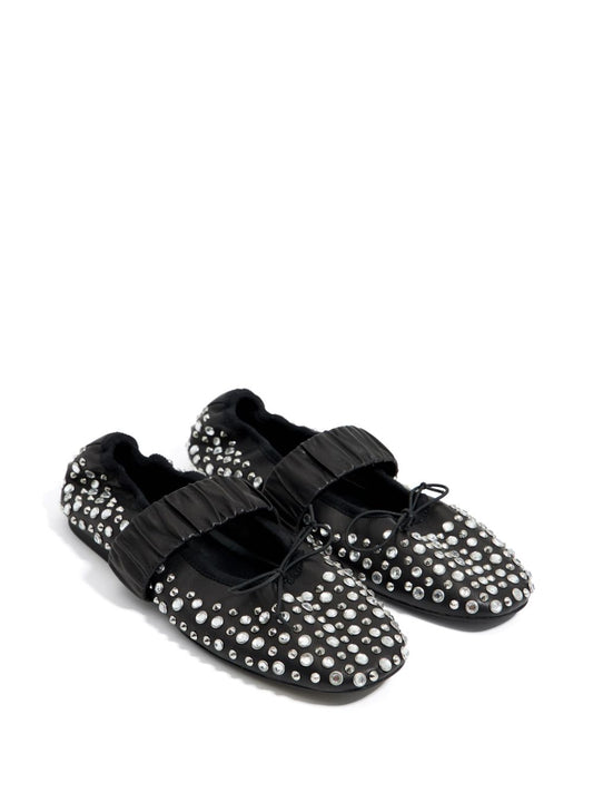 stud-embellished leather ballerina shoes