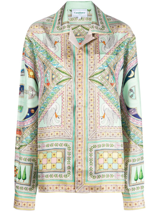 Le Labyrinthe-print silk shirt