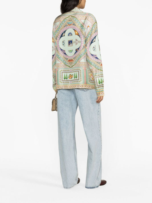 Le Labyrinthe-print silk shirt