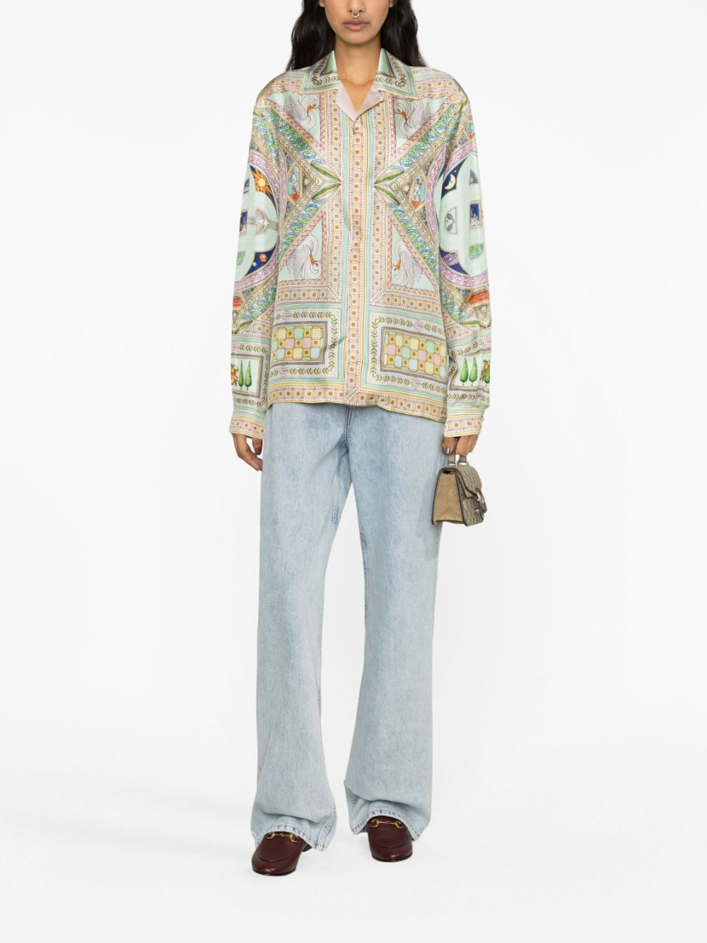 Chemise en soie à imprimé Le Labyrinthe