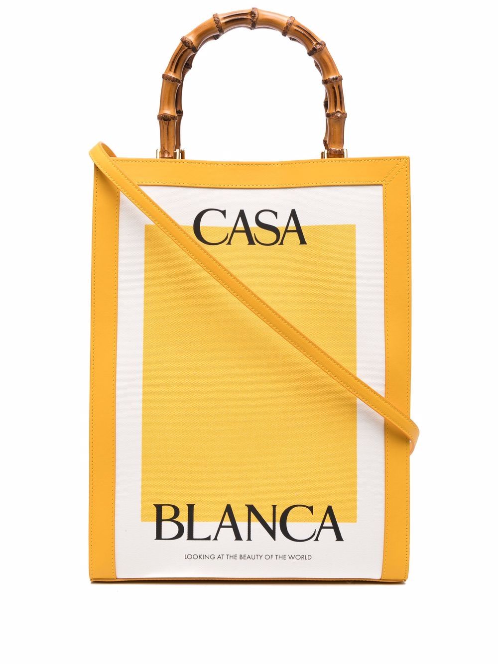 logo-print bamboo-handle tote bag