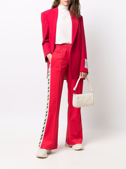 floral-embroidered flared trousers
