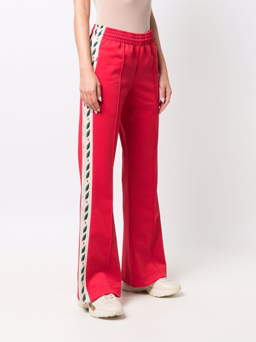 floral-embroidered flared trousers