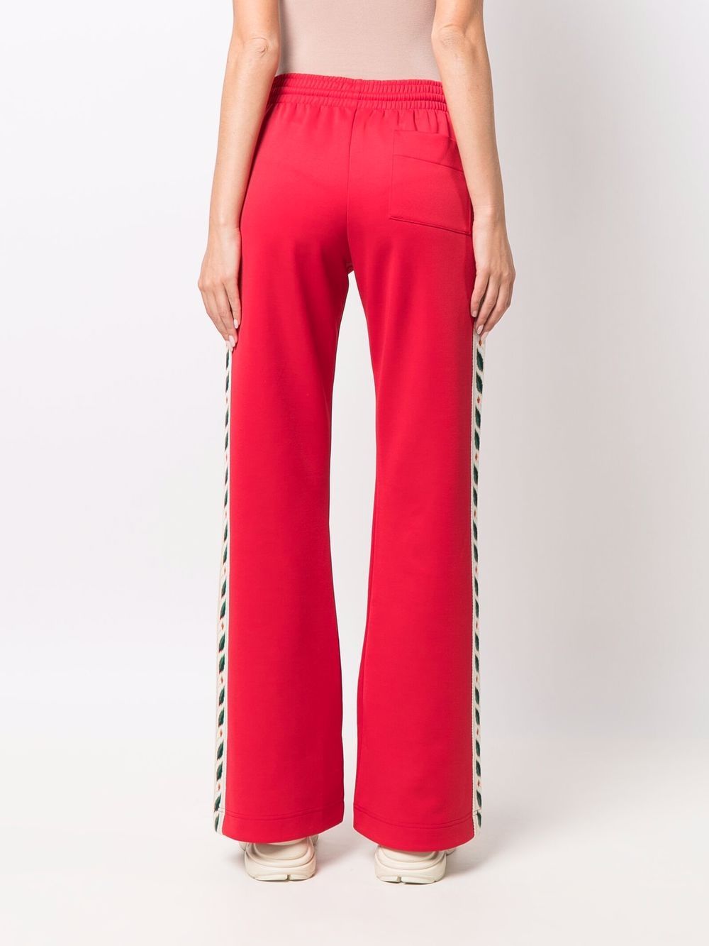 floral-embroidered flared trousers