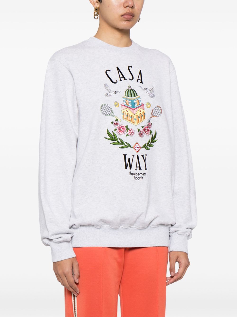 Casa Way-embroidered cotton sweatshirt