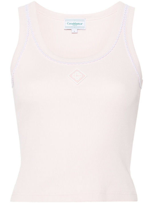 logo-patch ribbed tank top