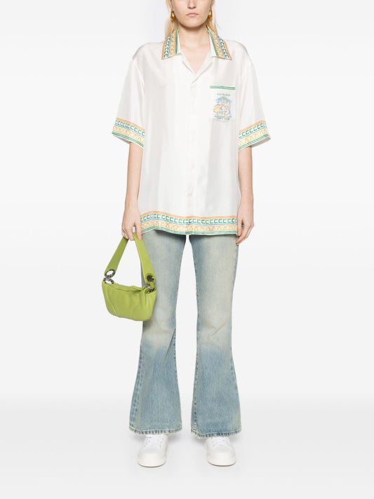 chemise en soie à motif monogramme