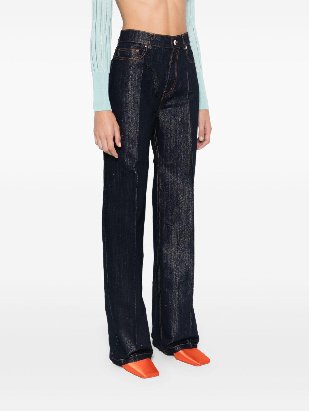 Jean coupe droite avec détails en lurex
