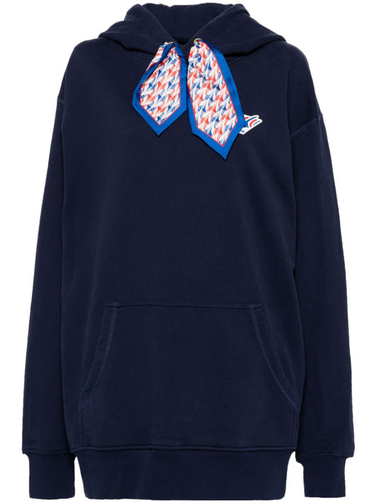 sweat à capuche foulard en soie avec patch logo
