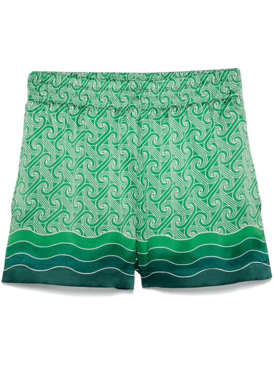 printed silk shorts