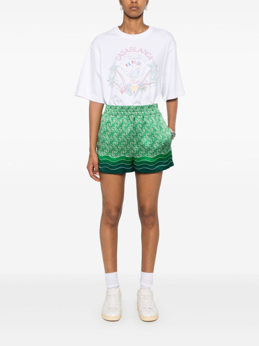 printed silk shorts