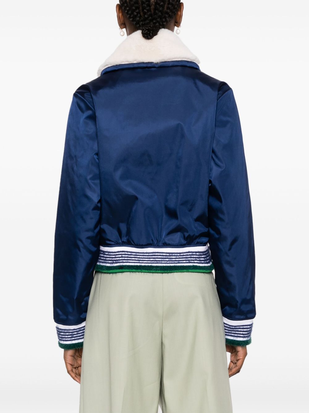 veste à col en fausse fourrure avec patch logo