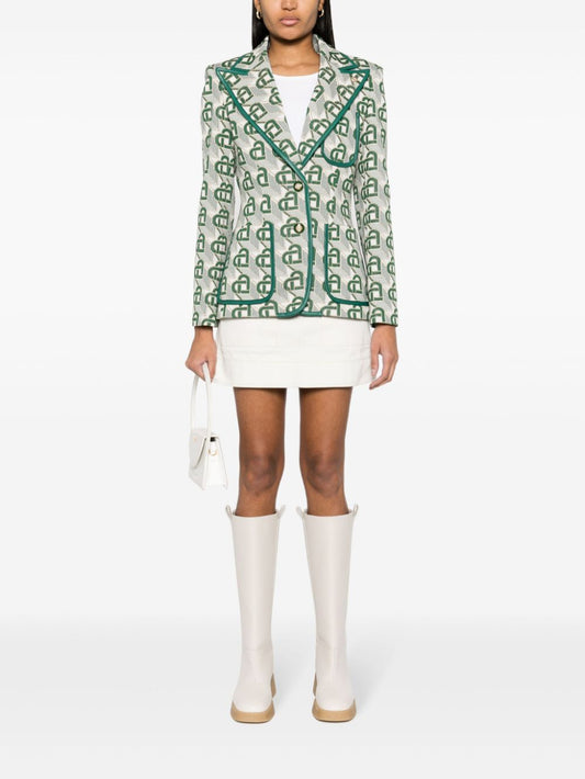 Blazer à revers en pointe avec motif jacquard en forme de cœur
